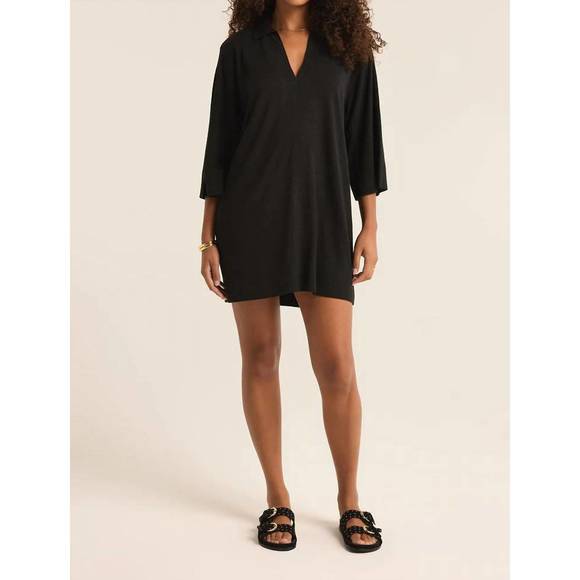 NEW Z SUPPLY mallory slub cover up mini dress in black - Picture 5 of 5